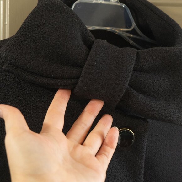 Kate Spade Dorothy Coat Bow Neck Black Wool Mod Mid Century Retro Classic jacket - Picture 5 of 15
